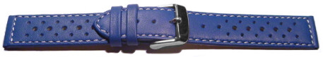 Uhrenarmband - Leder - Style - blau - 16mm Stahl