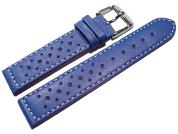 Uhrenarmband - Leder - Style - blau - 20mm Stahl