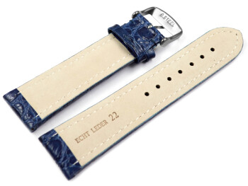 Uhrenarmband - Leder - gepolstert - African - blau 18mm Stahl