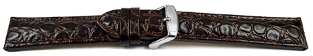 Uhrenarmband - Leder - gepolstert - African - dunkelbraun 18mm Stahl
