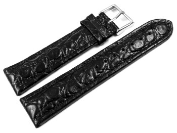 Uhrenarmband - Leder - gepolstert - African - schwarz 22mm Stahl