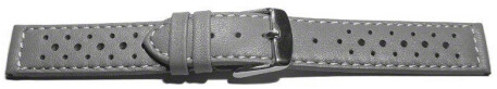 Uhrenarmband Leder Style grau 16mm 18mm 20mm 22mm