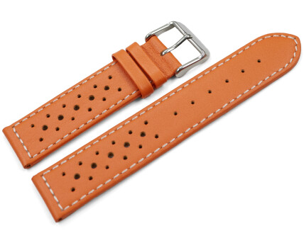 Uhrenarmband Leder Style orange 16mm 18mm 20mm 22mm