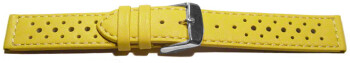 Uhrenarmband - Leder - Style - gelb - 16mm Stahl