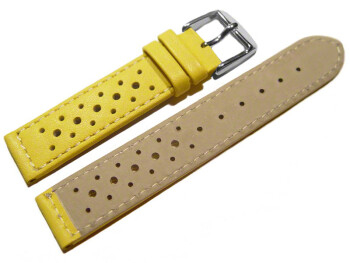 Uhrenarmband - Leder - Style - gelb - 16mm Stahl