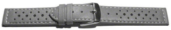 Uhrenarmband - Leder - Style - grau - 16mm Stahl