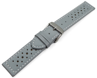 Uhrenarmband - Leder - Style - grau - 20mm Stahl