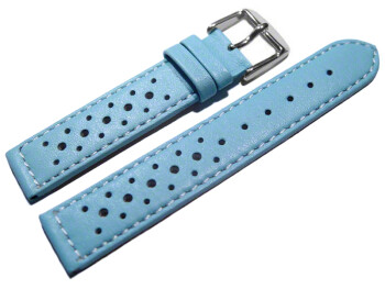 Uhrenarmband - Leder - Style - hellblau - 18mm Stahl