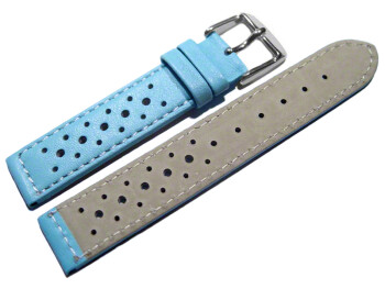 Uhrenarmband - Leder - Style - hellblau - 20mm Stahl