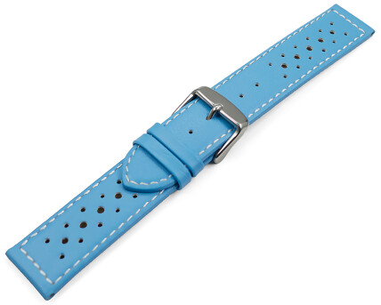 Uhrenarmband - Leder - Style - hellblau - 22mm Stahl