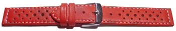 Uhrenarmband - Leder - Style - rot - 18mm Stahl