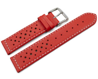 Uhrenarmband - Leder - Style - rot - 18mm Stahl