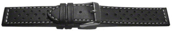 Uhrenarmband - Leder - Style - schwarz - 20mm Stahl