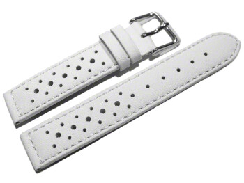 Uhrenarmband - Leder - Style - weiß - 16mm Stahl