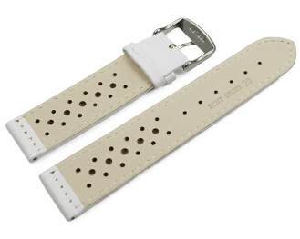 Uhrenarmband - Leder - Style - weiß - 18mm Stahl