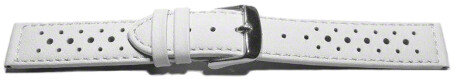 Uhrenarmband - Leder - Style - weiß - 20mm Stahl