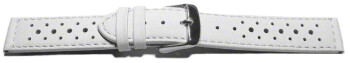 Uhrenarmband - Leder - Style - weiß - 22mm Stahl