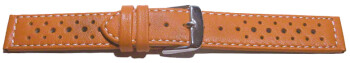 Uhrenarmband - Leder - Style - orange - 16mm Stahl