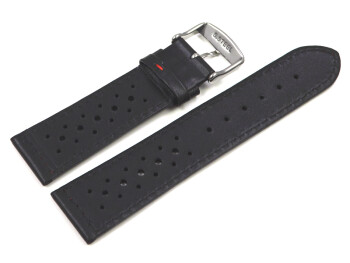 Uhrenband - Leder - Style - schwarz rote Naht - 18mm Gold