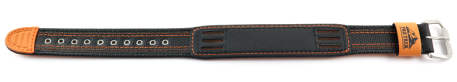 Leder/Textil Ersatzarmband Casio schwarz/orange für...