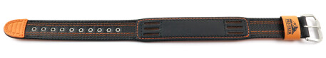 Leder/Textil Ersatzarmband Casio schwarz/orange für PRG-510GB-4