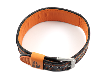 Leder/Textil Ersatzarmband Casio schwarz/orange für...