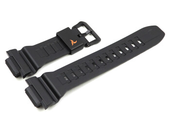 Ersatz-Uhrenarmband Casio schwarz/rot-oranges Logo f. STL-S110H-1A, STL-S110H-1AEF, STL-S110H-1ADF