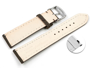 Uhrenarmband Leder pflanzlich gegerbt dunkelbraun mit Schnellwechsel-Federsteg 20mm Gold