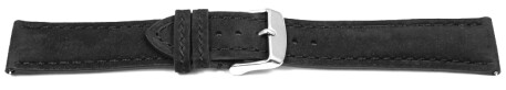 Uhrenarmband Leder pflanzlich gegerbt schwarz mit Schnellwechsel-Federsteg 18mm Stahl
