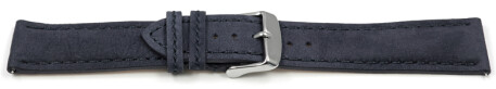 Uhrenarmband Leder pflanzlich gegerbt dunkelblau mit Schnellwechsel-Federsteg 18mm Stahl