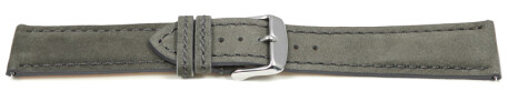 Uhrenarmband Leder pflanzlich gegerbt grau mit Schnellwechsel-Federsteg 18mm Gold
