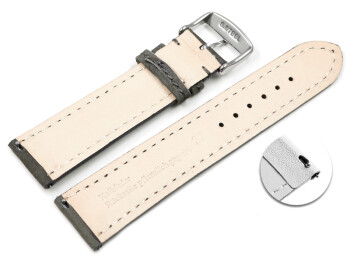 Uhrenarmband Leder pflanzlich gegerbt grau mit Schnellwechsel-Federsteg 18mm Gold