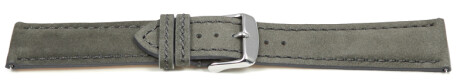 Uhrenarmband Leder pflanzlich gegerbt grau mit Schnellwechsel-Federsteg 20mm Stahl