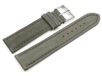 Uhrenarmband Leder pflanzlich gegerbt grau mit Schnellwechsel-Federsteg 22mm Gold