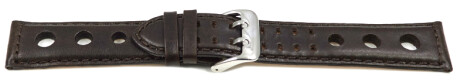 BIO Uhrenarmband - Leder - dunkelbraun - Pflanzlich gegerbt - Gelocht 20mm