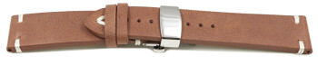 Uhrenarmband - Rindleder - Rustikal - Soft Vintage - braun - Butterfly-Schließe 18mm Stahl