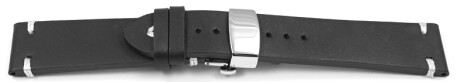 Uhrenarmband - Rindleder - Rustikal - Soft Vintage - schwarz - Butterfly-Schließe 24mm schwarz