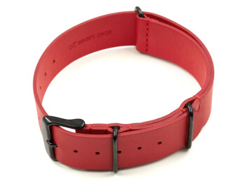 Uhrenarmband rot echtes Leder Nato Schwarze Metallteile...