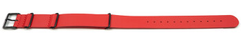 Uhrenarmband - Rot - echtes Leder - Nato - Schwarze Metallteile 20mm