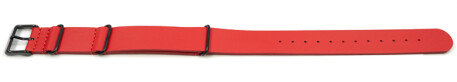 Uhrenarmband - Rot - echtes Leder - Nato - Schwarze Metallteile 24mm