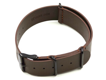 Uhrenarmband dunkelbraun Leder Nato Schwarze Metallteile...