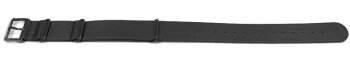 Uhrenarmband - schwarz - echtes Leder - Nato - Schwarze Metallteile 18mm