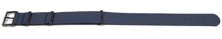 Uhrenarmband - dunkelblau - echtes Leder - Nato - Schwarze Metallteile 18mm