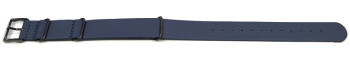 Uhrenarmband - dunkelblau - echtes Leder - Nato - Schwarze Metallteile 22mm