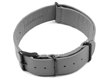 Uhrenarmband grau Leder Nato Schwarze Metallteile 18mm...