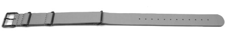 Uhrenarmband - Grau - echtes Leder - Nato - Schwarze Metallteile 24mm