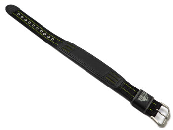 Textil/Leder Uhrenarmband Casio schwarz grüne Naht für PRG-130GC-3