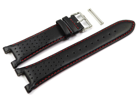 Casio Leder Ersatzarmband schwarz rote Naht für...
