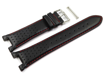 Casio Leder Ersatzarmband schwarz rote Naht für EFS-S520CBL-1 EFS-S520CBL