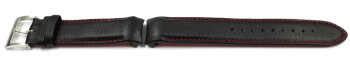 Casio Uhrenarmband Leder schwarz, rote Naht EQB-800BL-1A...